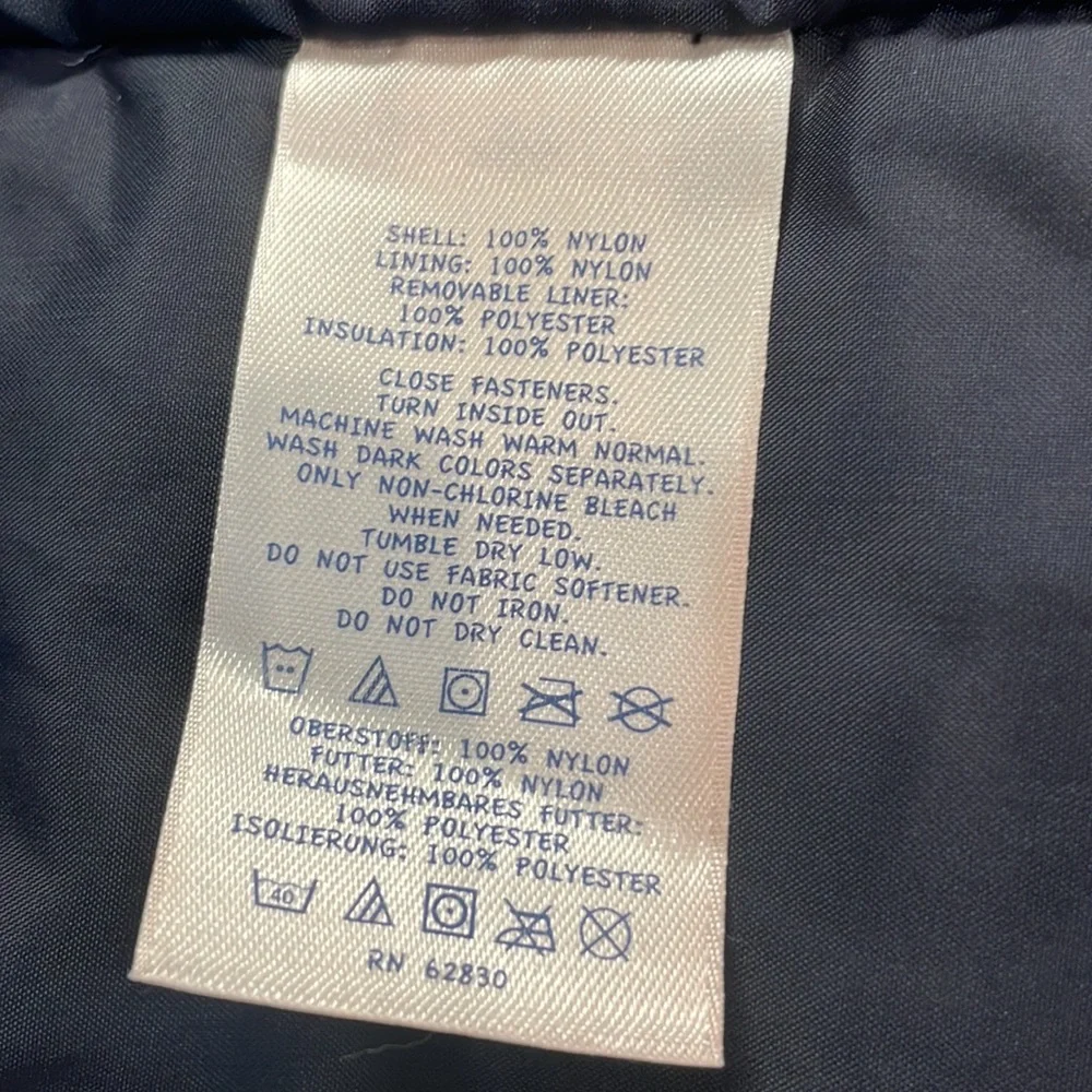 Lands end kids jacket nylon winter coat hood blue grow a long size XL 18 20 boys